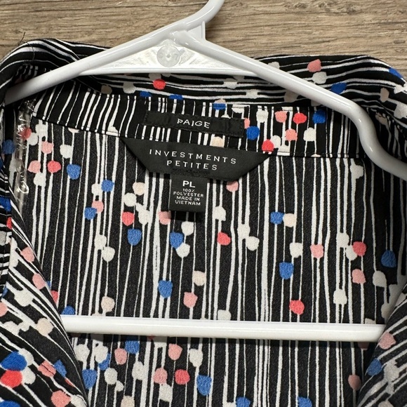 PAIGE Black and White Cuffed Sleeve Button Down Shirt - Picture 3 of 4